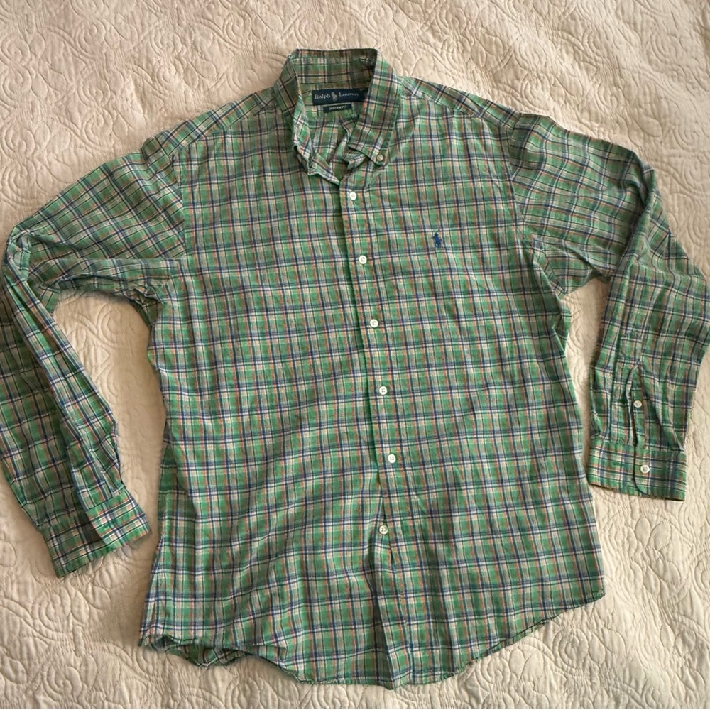 Ralph Lauren Polo Large Custom Fit Plaid long selleve dress shirt